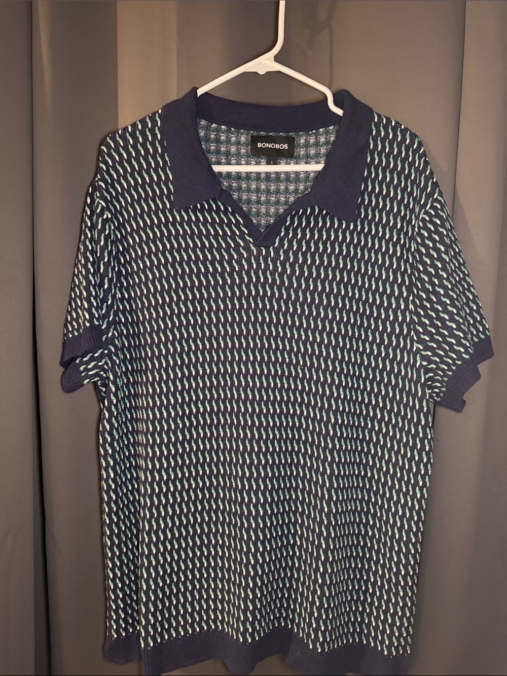 Bonobos Soft Air Sweater Polo with Mint Knit Pattern